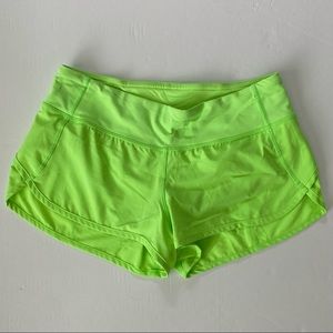Lululemon Neon Green Speed Up Shorts - Size 4 / 2.5”